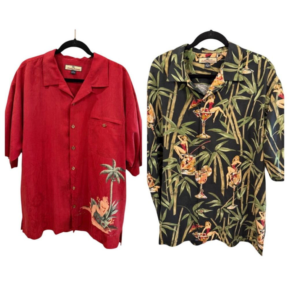 PAIR of Tommy Bahama Silk Pinup Girl Shirts